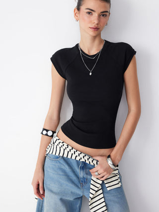 Cotton-blend High Stretch Raglan Sleeve Tee