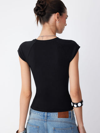 Cotton-blend High Stretch Raglan Sleeve Tee