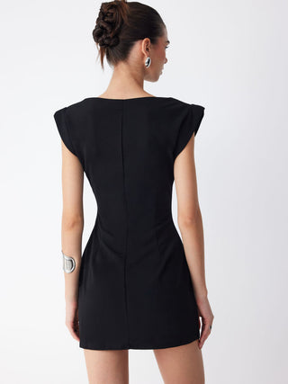 Boat Neck Ruched A-line Mini Dress