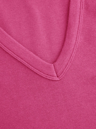 Cotton-blend Ribbed V-neck High Stretch Tank Top