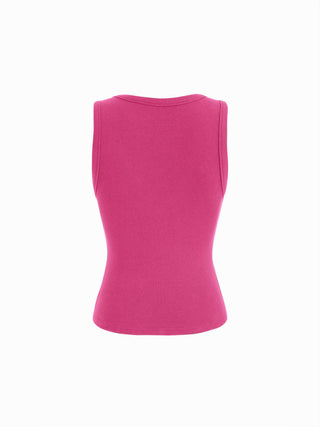 Cotton-blend Ribbed V-neck High Stretch Tank Top