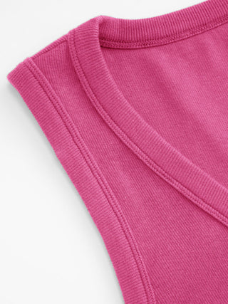 Cotton-blend Ribbed V-neck High Stretch Tank Top