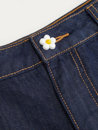Solid Wave Trim Jean Shorts