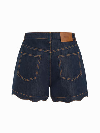 Solid Wave Trim Jean Shorts
