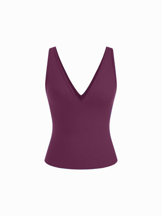 Cotton-blend High Stretch V-neck Tank Top