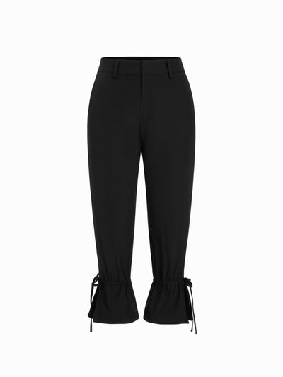Low Rise Drawstring Split Flared Capri Trousers
