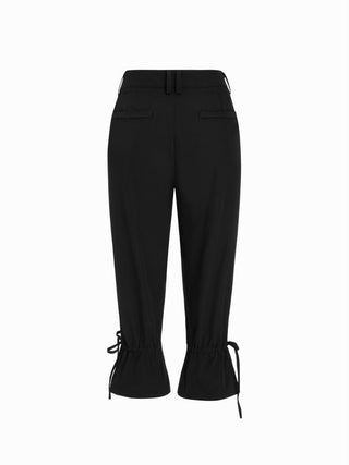 Low Rise Drawstring Split Flared Capri Trousers