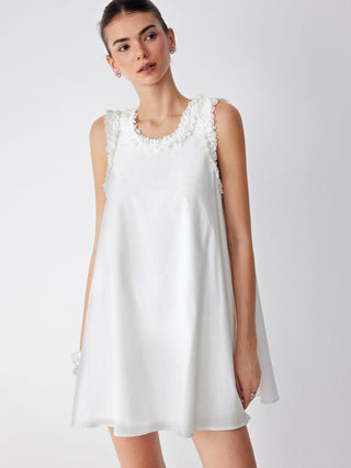Cotton Round Neckline Ruffle Flared Mini Dress