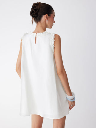 Cotton Round Neckline Ruffle Flared Mini Dress