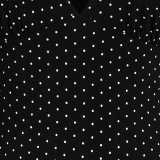 Polka Dot V-neck Bell Sleeve Lace Trim Top