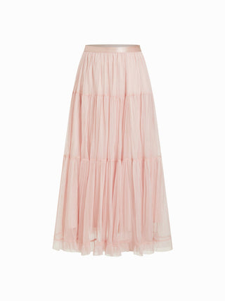 Chiffon Mid Rise Ruffle Hem Tiered Maxi Skirt
