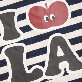 I LOVE LA Cider Icon Graphic Striped Cotton-blend Oversized Tee