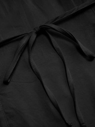 Cotton-blend Ruched Puff Sleeve Longline Blouse