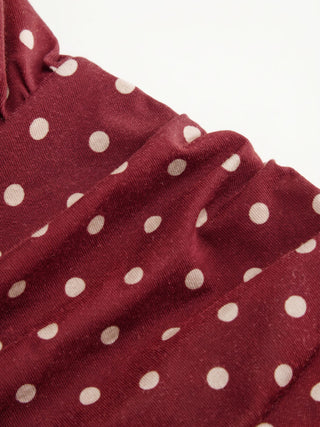 Chiffon Polka Dot Halter Neckline Ruffled Tie Back Mini Dress