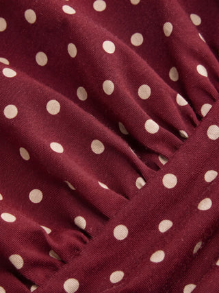 Chiffon Polka Dot Halter Neckline Ruffled Tie Back Mini Dress