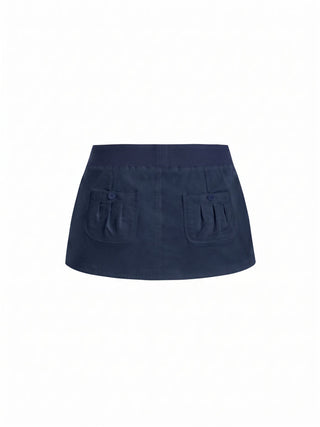 Cotton-Blend Low Rise Drawstring Mini Skort