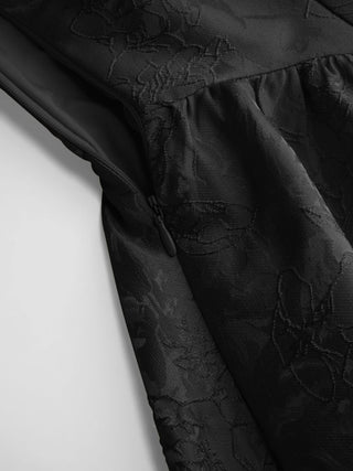 Jacquard Halter Neckline Bowknot Draped Flared Maxi Dress