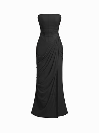 Mesh Bandeau Lace up Bodycon Maxi Dress