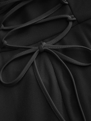 Mesh Bandeau Lace up Bodycon Maxi Dress