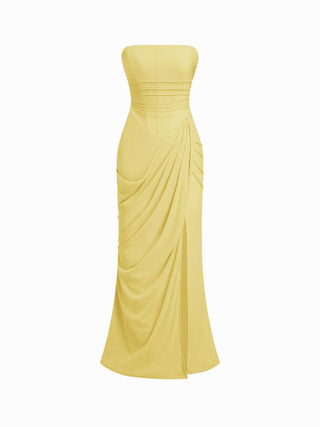Mesh Bandeau Lace up Bodycon Maxi Dress