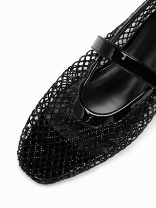 RHINESTONE MESH BUCKLE FLATS