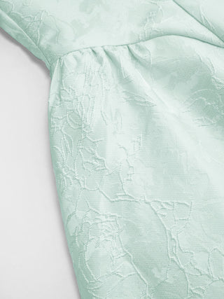 Jacquard Sculptural Boat Neck Bowknot Backless Flared Maxi Dress