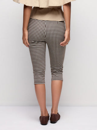Low Rise Gingham Split Hem Leggings Capris