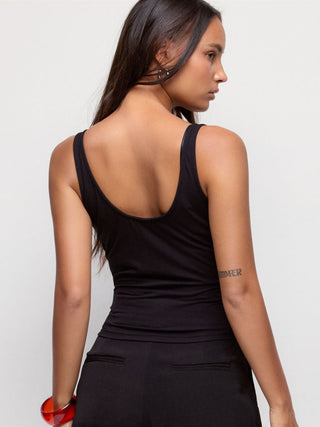 Lace V-neck Eyelash Trim Tank Top
