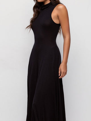 Wool-blend High Neck A-line Maxi Dress