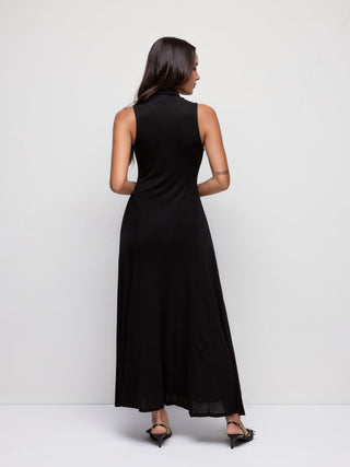 Wool-blend High Neck A-line Maxi Dress