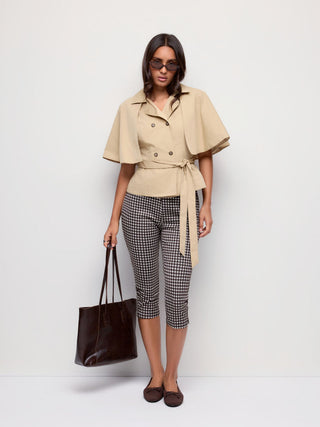 Double Breasted Cape Cotton-blend Oversized Windbreaker With Belt