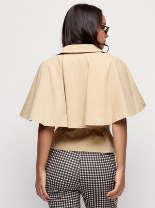 Double Breasted Cape Cotton-blend Oversized Windbreaker With Belt