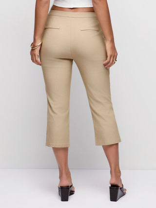 Mid Rise Split Hem Flared Capri Trousers