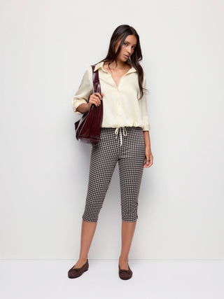 Roll Up Sleeve Drawstring Oversized Blouse