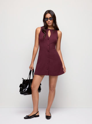 Boat Neck Cut Out A-line Mini Dress