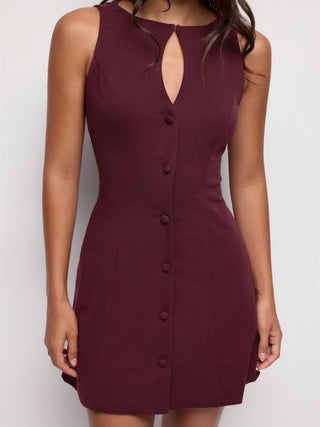 Boat Neck Cut Out A-line Mini Dress