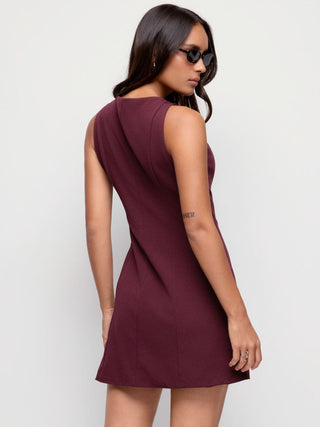 Boat Neck Cut Out A-line Mini Dress