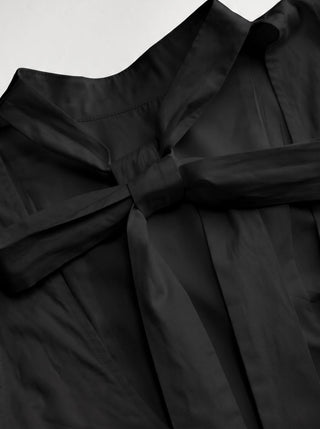 Cotton High Neck Backless Bowknot A-line Maxi Dress