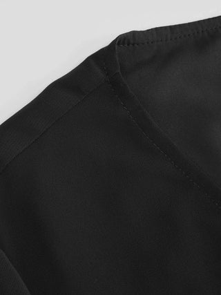 Chiffon V-neck Ruffle Sleeve Pleated Tie Back Blouse