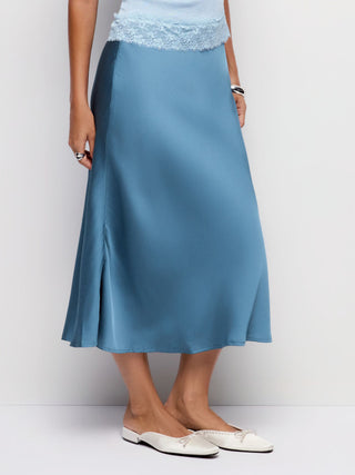 Satin Low Rise Mermaid Maxi Skirt With Belt