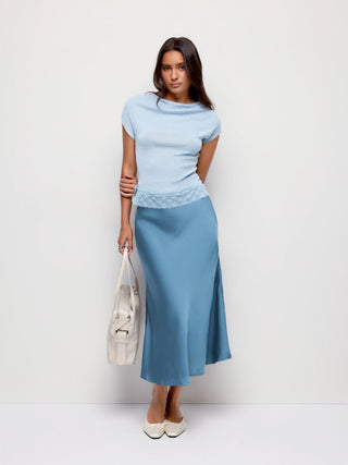Satin Low Rise Mermaid Maxi Skirt With Belt