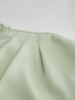 Satin Lace Trim Split Mermaid Maxi Dress