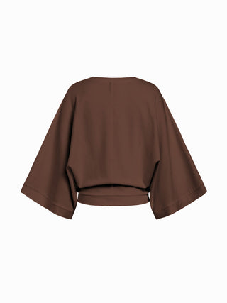 Cotton-blend Batwing Sleeve Oversized Top