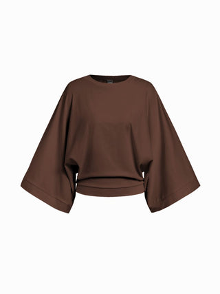 Cotton-blend Batwing Sleeve Oversized Top