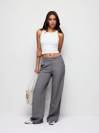 Low Rise Straight Leg Trousers With Belt