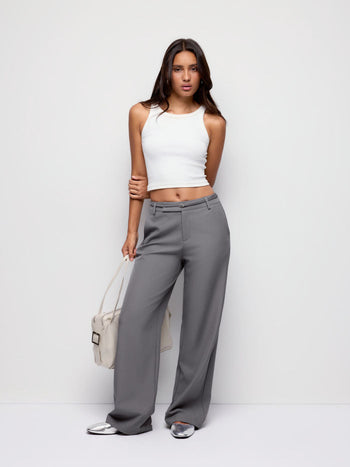 Low Rise Straight Leg Trousers With Belt