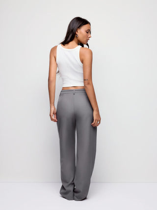 Low Rise Straight Leg Trousers With Belt