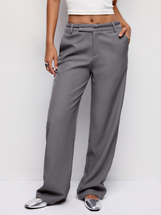 Low Rise Straight Leg Trousers With Belt