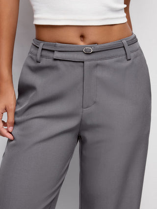 Low Rise Straight Leg Trousers With Belt
