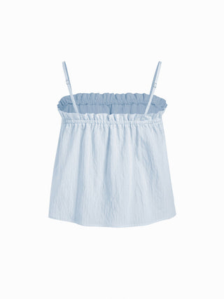 Linen-blend Stripe Bowknot Cami Top & Low Rise Shorts Set